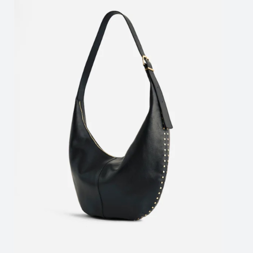 NEW “Madewell” Essentials Curve Studs Black Leather Shoulder Bag